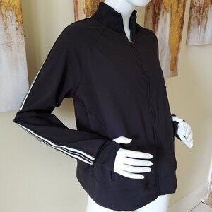 Athletic Works Black Soot White Striped Thumb Hole Long Sleeve SZ XL (16/18)